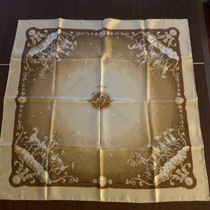 Hermes Cosmos Tan Cream Silk Scarf 90x90